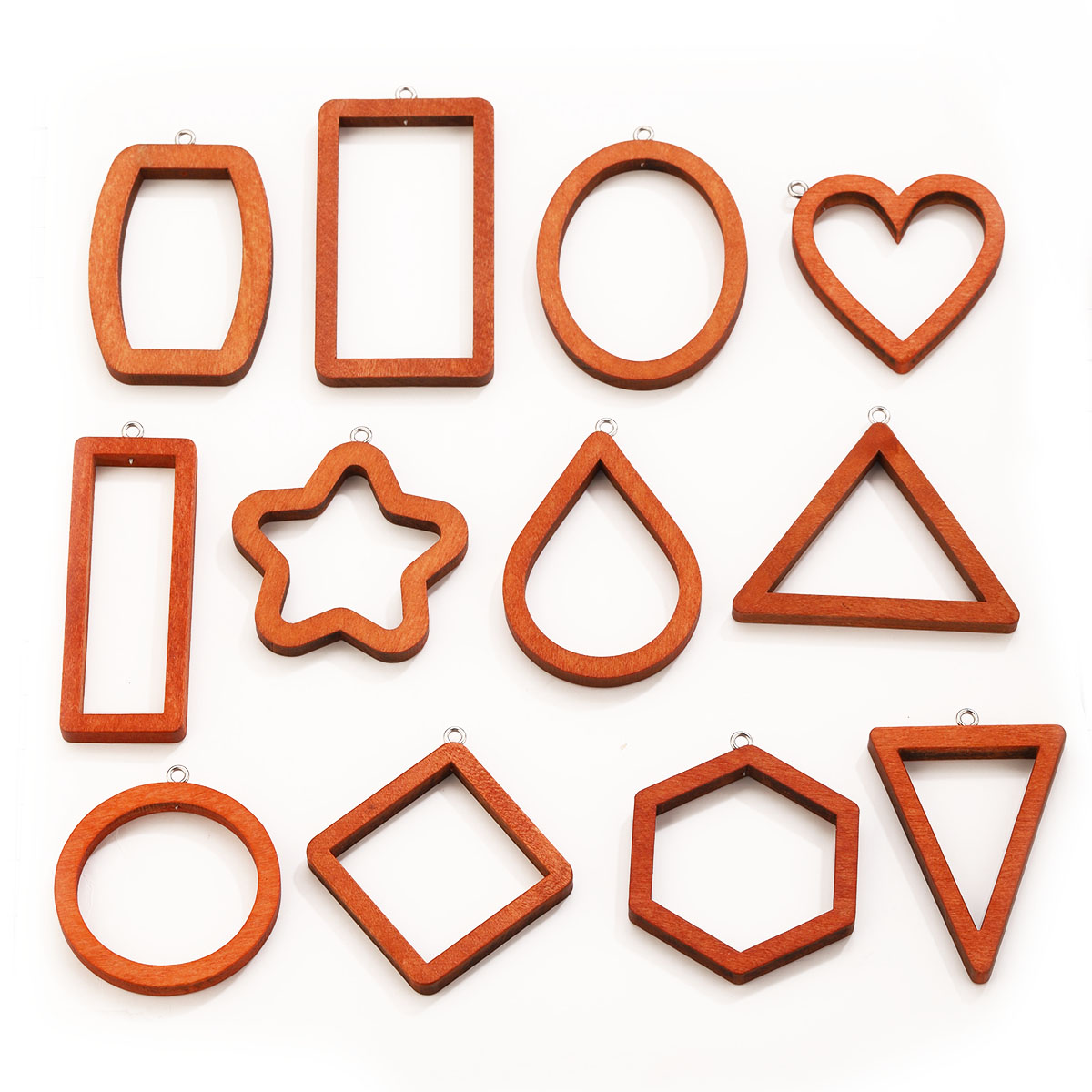 Woodworking Resin - 10 個の三角形長方形木製幾何学チャームイヤリングブレスレットコネクタ所見 DIY UV 樹脂装飾ジュエリー作成用