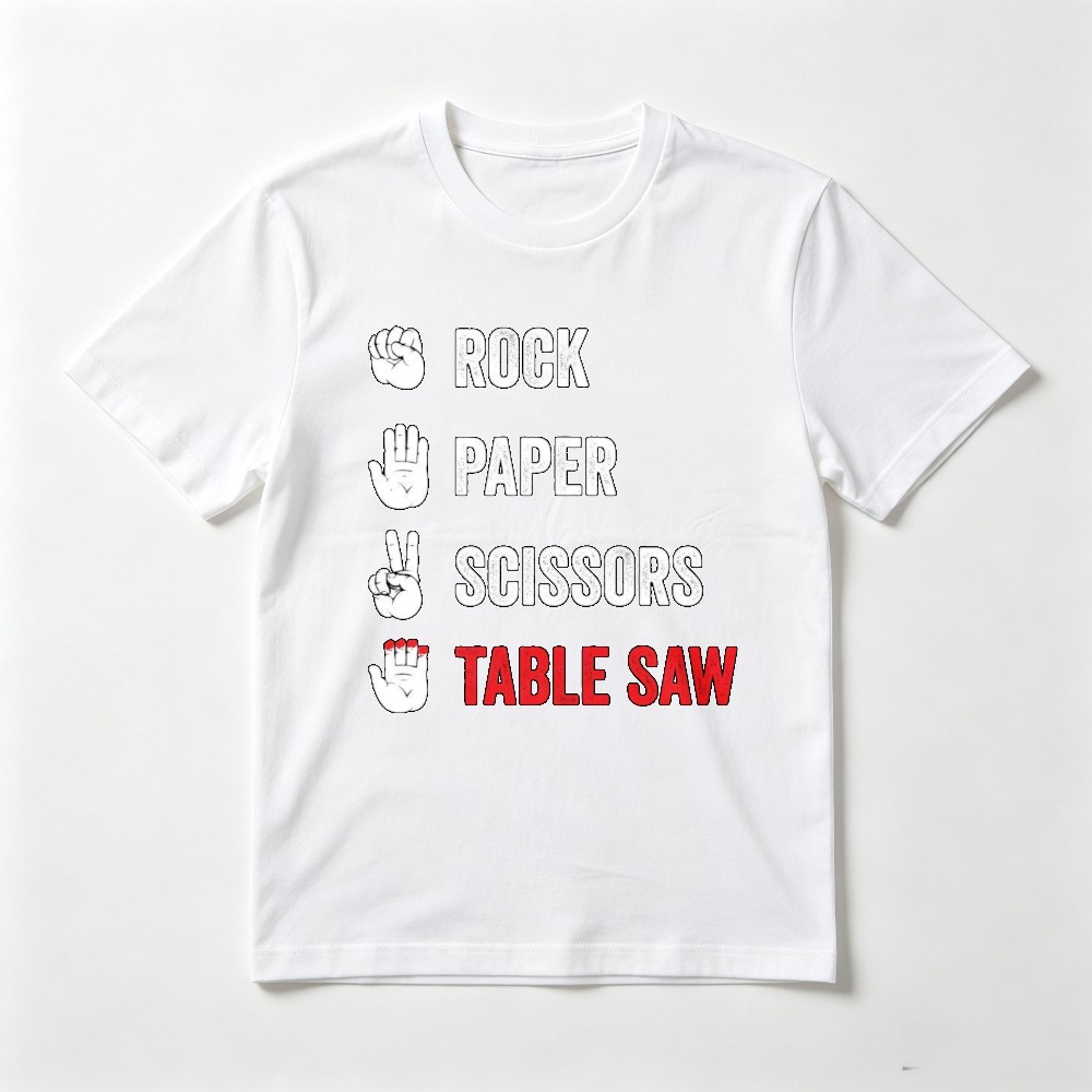 じゃんけんテーブルソー グラフィックプリント 面白い大人向け - Woodworking Jokes のレビューと価格