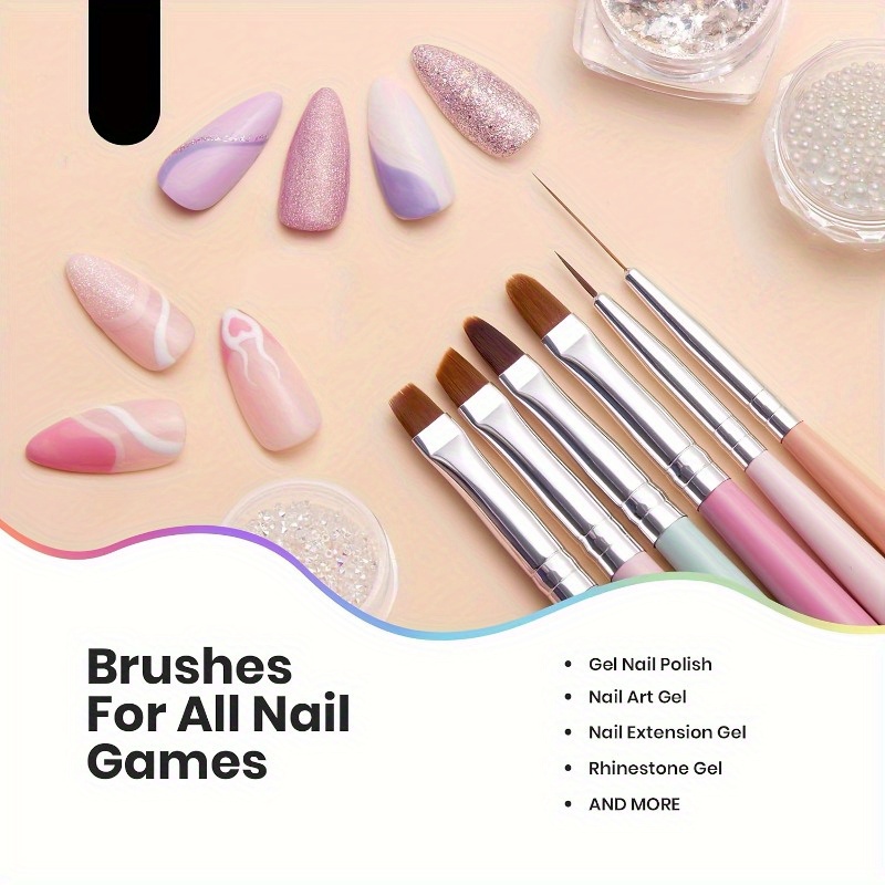 6本セット ネイルアートブラシセット マニキュア UVネイル - Wood Chisel Set のレビューと価格