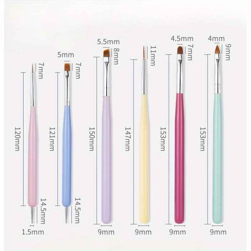 6本セット ネイルアートブラシセット マニキュア UVネイル - Wood Chisel Set のレビューと価格