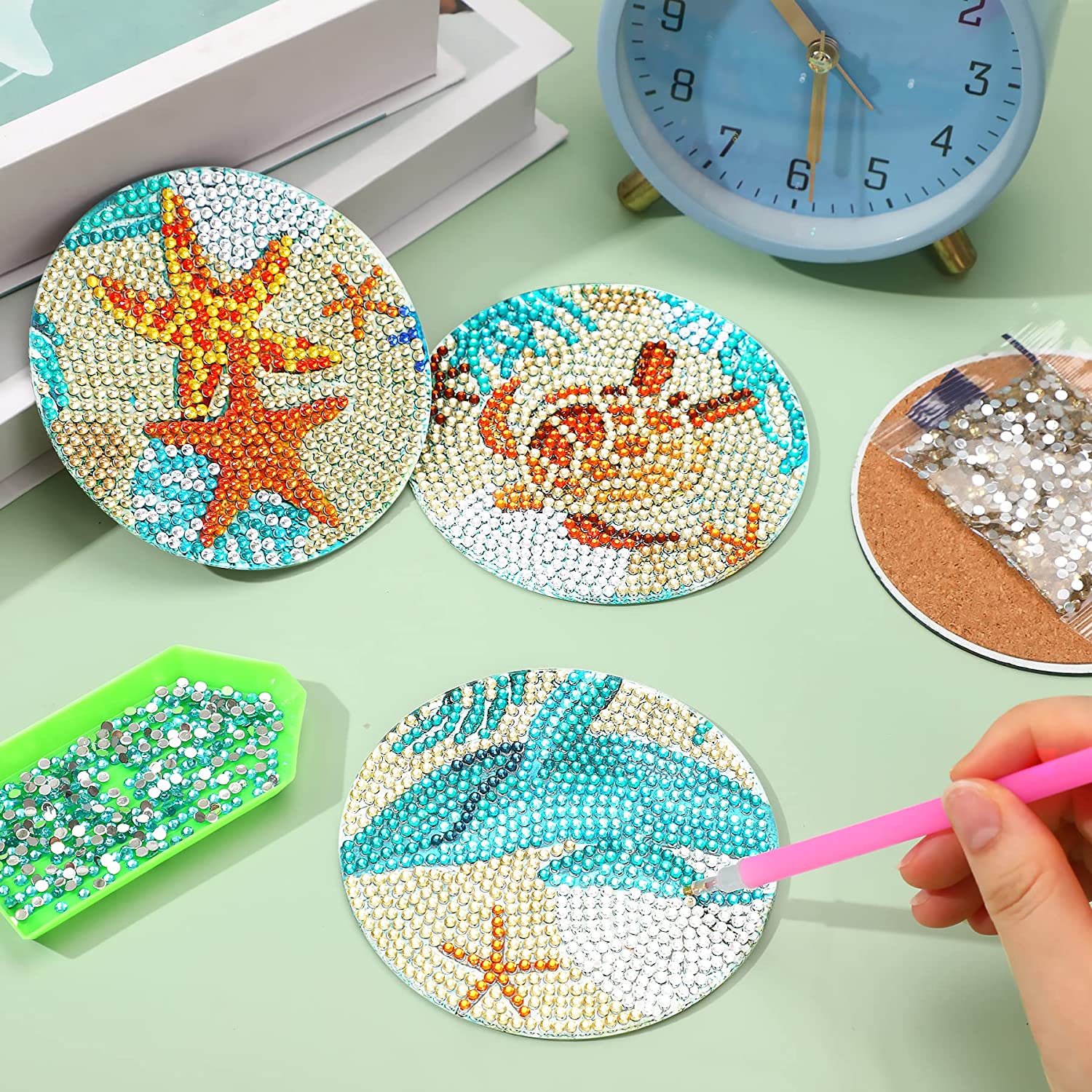8 ピース/セット DIY ダイヤモンド塗装コースター ホル - Woodworking Resin のレビューと価格